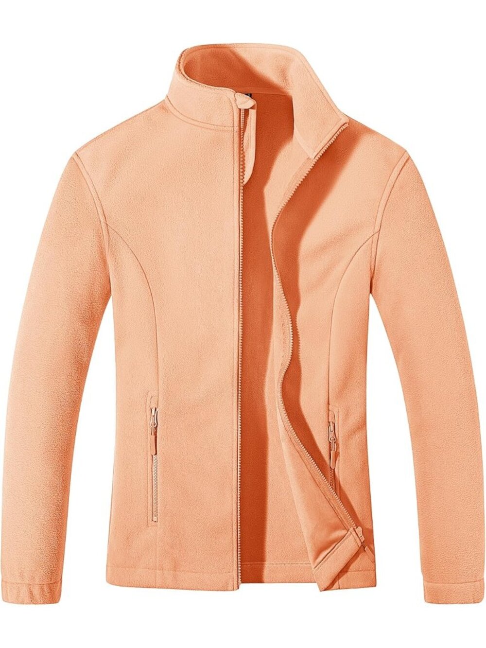 Women's Apricot Soft Warm Polar Fleece Full-Zip Up Pockets Winter Utility Jacket